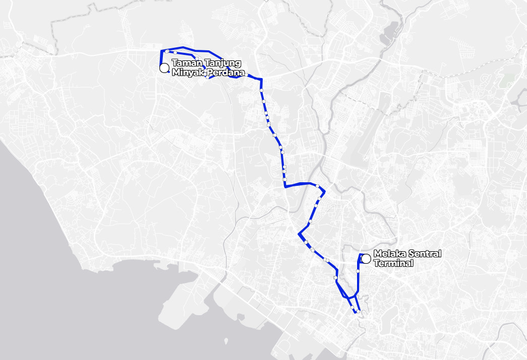 BAS.MY Melaka M14 Overview Route Map